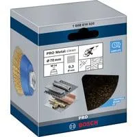 PRO Metal clean Topfbürste, Ø 70mm, vermessingt 0,3mm Stahldraht, M14, für Winkelschleifer