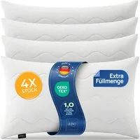 LILENO HOME Kopfkissen LILENO HOME Allergiker Kopfkissen Oeko-Tex & - Made in Germany, Füllung: 100% Polyester, Seitenschläfer, Bauchschläfer, Rückenschläfer, Spar-Set, 4er Set, Kopfkissen 40x80 cm HART mit 650g Füllung, allergikergeeignet