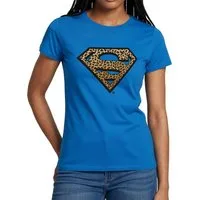 Spreadshirt T-Shirt Superman Leoprint Logo Frauen T-Shirt (1-tlg) Slim Fit, fällt klein aus
