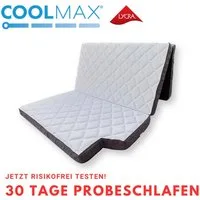 Klappmatratze für VW T5 T6 T6.1 California, 10x115x195 cm, MatratzenL.A.B®, 10 cm hoch, (Kaltschaum, Härtegrad H3 fest), COOLMAX® LYCRA® mit Velours in Alcantara Optik