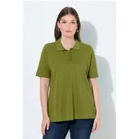 Ulla Popken Poloshirt Poloshirt längere Knopfleiste Polokragen Halbarm