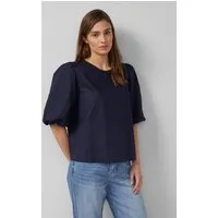 s.Oliver Kurzarmbluse Bluse Popeline-Bluse mit Ballonärmeln