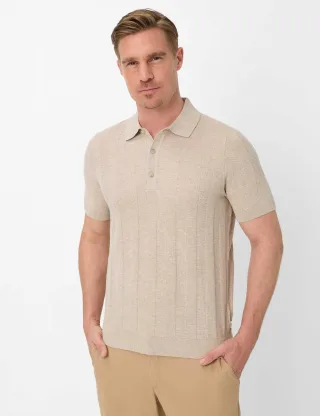 Brax Herren Strickpolo Style PASCAL beach, Beige, Gr. M