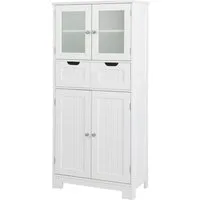 COSTWAY Badkommode, Badschrank mit Schublade, verstellbarem Regal, weiß 128cm