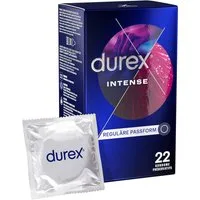 durex Kondome Intense, 22 St., Komfortabler Sitz, mit Noppen, Rippen & viel Desirex-Gel