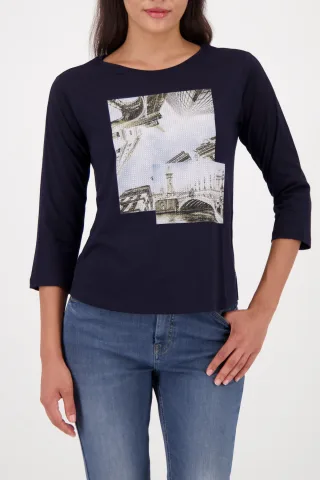 monari - Shirt mit Paris-Druck night sky - Gr. - 44