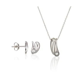 Orphelia Damen 925 Sterling Silber Set: Kette-Anhänger + Ohrringe - Silber SET-5928