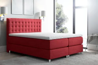 Boxspringbett Schlafzimmerbett Bett BAROS Stoff Rot 180x200cm