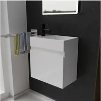Alpenberger Badmöbel-Set - Waschbecken mit Unterschrank - Badschrank Komplett Vormontiert, (2-tlg, Waschtisch für Kleine Bäder), Hängeschrank Komplett vormontiert - Hochwertiges Keramik Aufsatzbecken