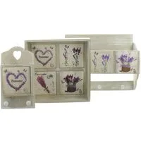 NOOR LIVING Dekotablett Floral Home 3 tlg. rustikales Küchenset (Packung Set, 3 St., 1x Küchenschränkchen1x Gewürzregal), Forales Design