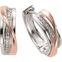 Firetti Paar Creolen Schmuck Geschenk Silber 925 zweifarbig geschwungenes Design, mit Zirkonia (synth)