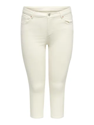ONLY CARMAKOMA - CARWILLY REG WAIST DNM CAPRI NOOS Ecru - Gr. - 42