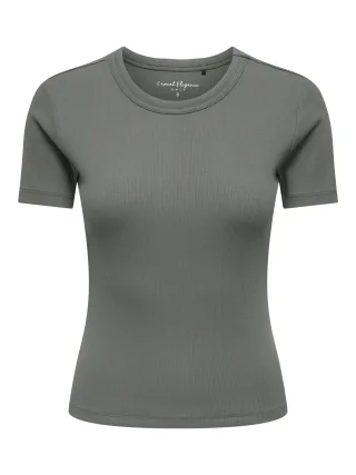 ONLY - ONLVAL S/S O-NECK SOLID TOP JRS NOOS Castor Gray - Gr. - XS