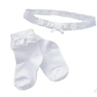 La Bortini Socken Socken und Stirnband für Baby Kinder weiß festlich Strümpfe Rüschen elastisch, weich, weiß, 44 50 56 62 68 74 80 86 92 98 104 110