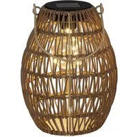 formano LED Tischleuchte Rattan-Optik, LED, Solarbetrieben, Braun, Bänder, H: 21cm