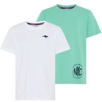 KangaROOS T-Shirt Kangaroos 2er Pack T-Shirts (Packung, 2-tlg., 2) Basic Passform, mit Rundhalsausschnitt, bedruckt, aus Baumwolle