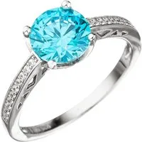 Schmuck Krone Silberring Ring mit Zirkonia türkis blau, 925 Silber, Silber 925
