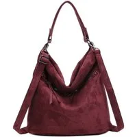 ITALYSHOP24 Schultertasche Damen Tasche Samt Shopper Hobo-Bag Umhängetasche Wildleder-Optik Reise, Crossbody Henkeltasche Beuteltasche Handtasche Velours CrossOver