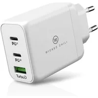 Wicked Chili Wicked Chili 3in1 USB Schnellladegerät QC 4.0+ 65W 2x USB-C 1x USB-A, Steckernetzteil (Mit Quick Charge 4.0+ / PD 3.0 PPS - 3in1 Universal GaN USB-C Netzteil)