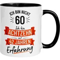 Momentals Tasse 60 Geburtstag Mann – „Nicht 60 – Ich hab Erfahrung“ – Geschenk Männer, Gratis Versand · Links-&Rechtshänder · Spülmaschinenfest