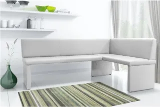 Eckbank Bank Küchenbank -Cora XL / L - Kunstleder Weiss 196 x 142 cm