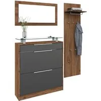 borchardt Möbel Garderoben-Set Oliva, (3-tlg), mit stehendem Schuhschrank, Paneel und Spiegel