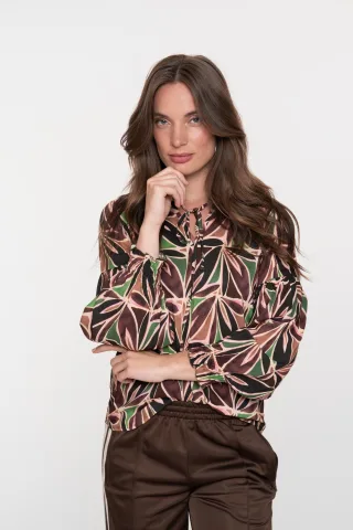 Geisha Fashion Women - top purple/brown - Gr. - L
