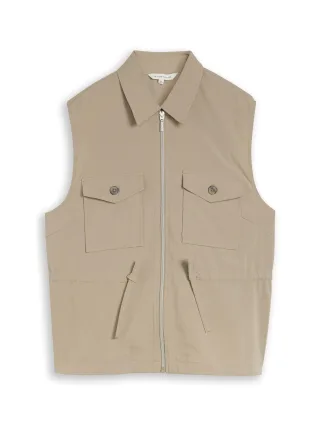 Tom Tailor - Regular Fit Weste mit Brusttaschen silver olive - Gr. - 46