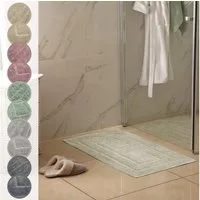 Andiamo Badematte Havanna, 50x80 cm, Badvorleger, Badezimmer Teppich, Höhe 7,5 mm, schnell trocknend, fußbodenheizungsgeeignet, Baumwolle, Polyester, rechteckig, Badteppich, Uni Farben, Hoch-Tief Effekt, verschiedene Designs