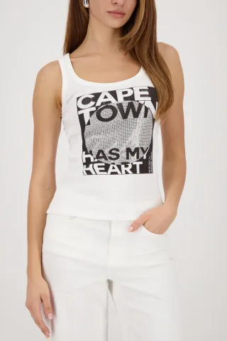 monari - Top mit Schriftzug off-white - Gr. - 46