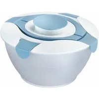 WESTMARK Salatschüssel mit Dressing-Behälter, Fassungsvermögen: 6,5 Liter, Salatbutler, Blau, PP, PE