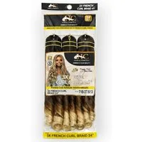 HC Kunsthaar-Extension French Curl Crochet Braid 3X, 24 Zoll (60 cm), 250 g, Voluminös, Lockig, Hitzebeständig, Weich, Natürlich, Vielseitig