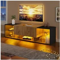 OKWISH Lowboard TV -Konsolenschrank für Fernseher bis zu 70 Zoll (Fernsehschrank, TV-Board, 1 St., Spanplatte), mit Glasplatten-Aufbewahrungsplattform und 2 Schubladen