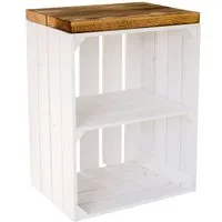 Kistenkolli Altes Land Allzweckkiste Sitzkiste Johanna weiss Quer Sitzfläche dicken geflammten Holzplanken (Spar-Set, 1er Set)