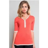 Passioni Kurzarmpullover mit Reißverschluss