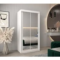 MOEBLO Schiebetürenschrank TORM 3 (mit Spiegel, mit/ohne Schubladen, moderner Schwebetürenschrank, Kleiderschrank für Schlafzimmer & Wohnzimmer) (BxHxT):100/120/150/180/200/250x200x62 cm