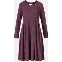 Himalaya Clothing Jerseykleid Damen mit floralem Jacquardmuster - Edles Midikleid aus Bio-Baumwolle Elegantes Jerseykleid mit ausgestelltem Rock