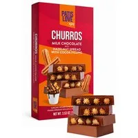 PATISLOVE Schokolade Churros Vollmilchschokolade mit Haselnusscreme 100g, ohne Konservierungsstoffe, ohne Farbstoffe, mit Haselnusscreme