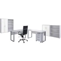 BMG Möbel Büromöbel-Set Office Edition Set 1, (Büro Sparset, 6-tlg), Schränke abschließbar, Regale mit verstellbaren Einlegeböden