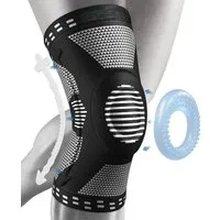 LA CUTE Kniebandage Kniebandage Schwarz mit Patella-Pad & Stabilisatoren für Sport Alltag (Einzelbandage für Sport, Alltag & Rehabilitation, Kniebandage Black mit Gelenkschutz & Patella-Stütze), Kniebandage blau mit Patella-Pad, Kompression & Gelenks