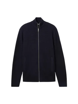 Tom Tailor - Strickjacke mit Struktur knitted navy melange - Gr. - XXXL