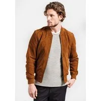 18N62 Lederjacke NEANGLO (1-St) im College-Style aus weichem Ziegenvelours
