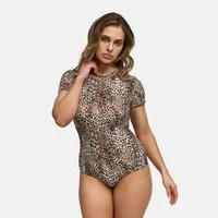 cfab Body Crew Neck T-Shirt Bodysuit-Leopard-L (1-tlg)