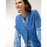 Walbusch Strickweste Damen Weste mit Strukturmuster V-Ausschnitt Halbarm Baumwollmix, pflegeleicht und knitterarm, überschnittene Schultern