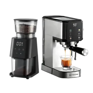 [EU Direct] BlitzHome® CM5105 Espresso Coffee Machine & Novulife BG710T Coffee Grinder Set 20Bar Pressure Touch Screen 3