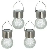 emeco LED Solarleuchte 4 x LED Solar Hängeleuchte Garten Deko Solarleuchte Gartenleuchte Häng