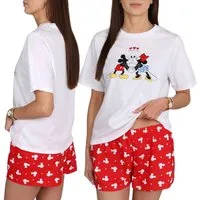 Disney Pyjama DISNEY Damenpyjama Minnie & Mickey, weiß, 2-teilig, Baumwolle