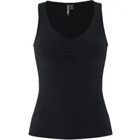pieces V-Shirt PCMALIVA SL V-NECK TOP JRS NOOS BC mit Raffung im Brustbereich