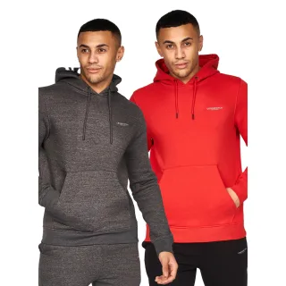 Crosshatch - "Traymax" Kapuzenpullover für Herren (2er-Pack) (Rot/Holzkohle)