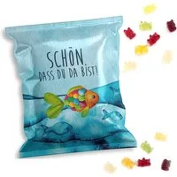Logbuch-Verlag Dekofigur 10 kleine Gastgeschenke - Fruchtgummi Tütchen türkis bunt mit